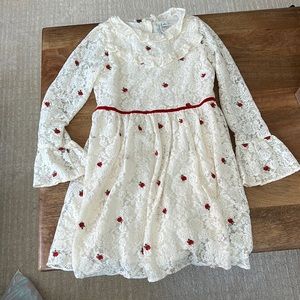 Janie and Jac Euc Lace Rose Embroidered Dress